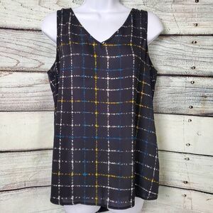 APT.9 Women’s Windowpane Plaid Sleeveless Blouse Tank Top M